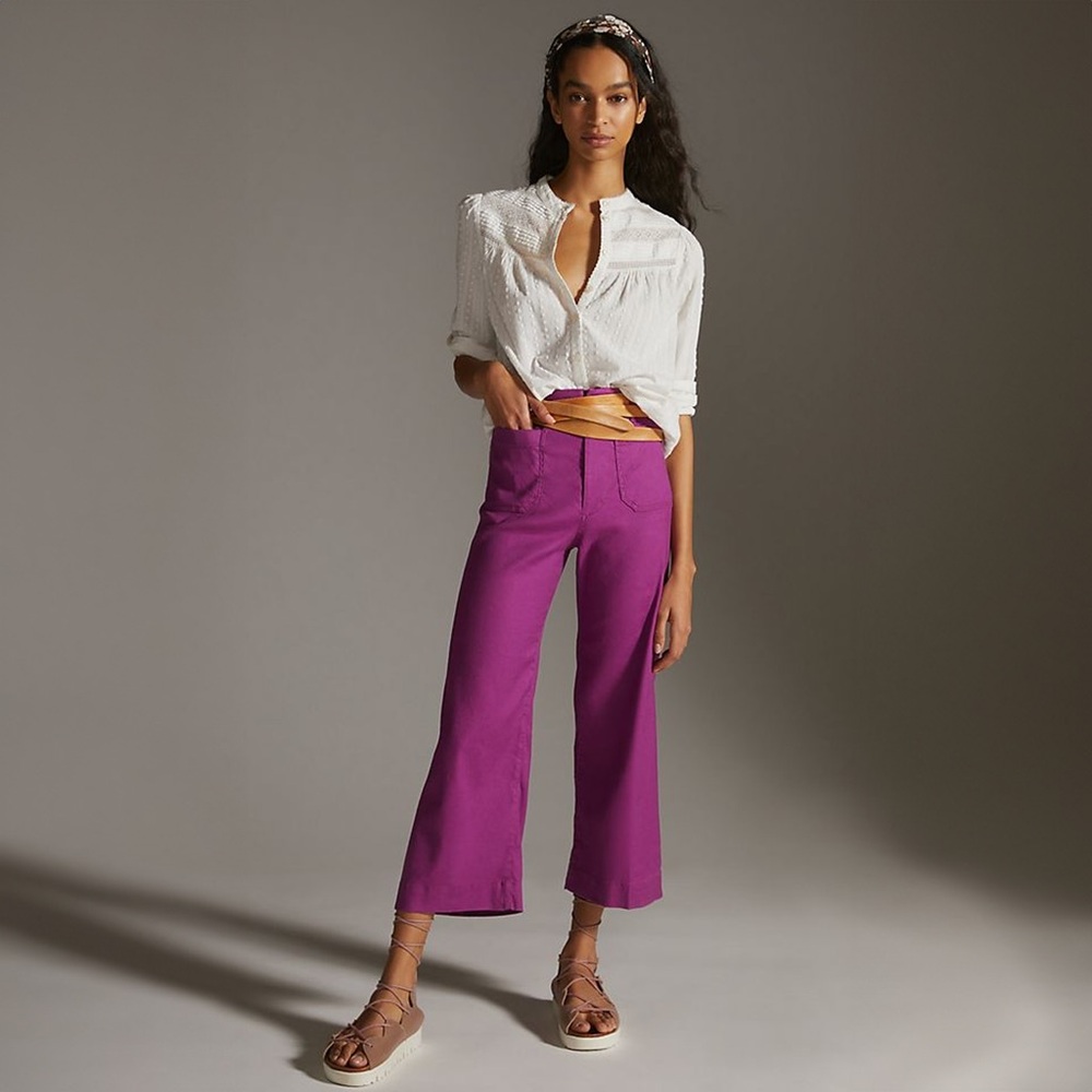 Anthropologie Purple Wide Leg Pants